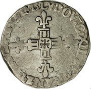 France 1/4 ECU Louis XIII 1615 B KM# 47.2 LVDOVIC XIII D G FRAN ET NAVA REX 1615 coin obverse France 1/4 ECU Louis XIII 1615 B KM# 47.2 LVDOVIC XIII D G FRAN ET NAVA REX 1615 coin obverse