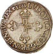 France 1/4 ECU Louis XIII 1615 C KM# 47.3 LVDOVIC XIII D G FRAN ET NAVA REX 1615 coin obverse France 1/4 ECU Louis XIII 1615 C KM# 47.3 LVDOVIC XIII D G FRAN ET NAVA REX 1615 coin obverse