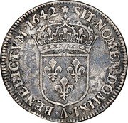 France 1/4 ECU Louis XIII 1642 A Rose KM# 133 SIT NOMEN DOMINI A BENEDICTVM 1642 coin reverse France 1/4 ECU Louis XIII 1642 A Rose KM# 133 SIT NOMEN DOMINI A BENEDICTVM 1642 coin reverse