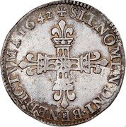 France 1/4 ECU Louis XIII 1642 X KM# 47.17 SIT NOMEN DNI BENEDICTVM 1642 coin obverse