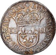 France 1/4 ECU Louis XIII 1642 X KM# 47.17 LVDOVICVS XIII D X G FRAN ET NAVA REX II II coin reverse