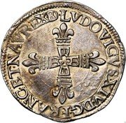 France 1/4 ECU Louis XIV 1643 B KM# 160.1 LVDOVICVS XIV D G FRANC ET NAV REX BD coin obverse France 1/4 ECU Louis XIV 1643 B KM# 160.1 LVDOVICVS XIV D G FRANC ET NAV REX BD coin obverse
