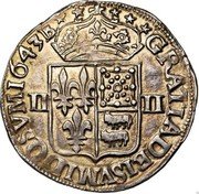 France 1/4 ECU Louis XIV 1643 B KM# 160.1 GRATIA DEI SVM ID Q SVM 1643 B coin reverse France 1/4 ECU Louis XIV 1643 B KM# 160.1 GRATIA DEI SVM ID Q SVM 1643 B coin reverse