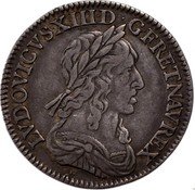 France 1/4 ECU Louis XIII 1643 D 3 points KM# 134.2 LVDOVICVS XIII D G FR ET NAV REX coin obverse France 1/4 ECU Louis XIII 1643 D 3 points KM# 134.2 LVDOVICVS XIII D G FR ET NAV REX coin obverse