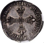 France 1/4 ECU Louis XIII 1643 M KM# 47.12 LVDOVIC XIII D G FRAN ET NAVA REX 1643 coin obverse