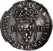 France 1/4 ECU Louis XIII 1643 M KM# 47.12 SIT NOMEN DOMINI BENEDICTVM II II coin reverse