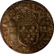 France 1/4 ECU Louis XIII 1643 T KM# 47.16 LVDOVICVS XIII D G FR ET NAVA REX T II II coin obverse