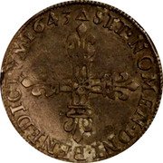 France 1/4 ECU Louis XIII 1643 T KM# 47.16 SIT NOMEN DNI BENEDICTVM 1643 coin reverse