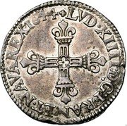 France 1/4 ECU Louis XIV 1644 C KM# 142.3 LVD XIIII D G FRAN ET NAVA REX 1644 coin obverse France 1/4 ECU Louis XIV 1644 C KM# 142.3 LVD XIIII D G FRAN ET NAVA REX 1644 coin obverse