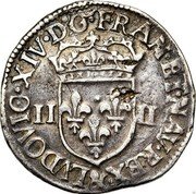 France 1/4 ECU Louis XIV 1644 & KM# 142.20 LVDOVIC XIV D G FRAN E NAV REX & II II coin reverse France 1/4 ECU Louis XIV 1644 & KM# 142.20 LVDOVIC XIV D G FRAN E NAV REX & II II coin reverse