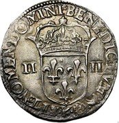 France 1/4 ECU Louis XIV 1644 K KM# 142.9 SIT NOMEN DOMINI BENEDICTVM K II II coin reverse France 1/4 ECU Louis XIV 1644 K KM# 142.9 SIT NOMEN DOMINI BENEDICTVM K II II coin reverse