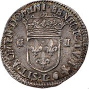 France 1/4 ECU Louis XIV 1644 L KM# 142.10 SIT NOMEN DOMINI BENEDICTVM L II II coin reverse France 1/4 ECU Louis XIV 1644 L KM# 142.10 SIT NOMEN DOMINI BENEDICTVM L II II coin reverse