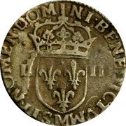 France 1/4 ECU Louis XIV 1644 M KM# 142.11 SIT NOMEN DOMINI BENEDICTVM M II II coin reverse France 1/4 ECU Louis XIV 1644 M KM# 142.11 SIT NOMEN DOMINI BENEDICTVM M II II coin reverse