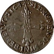 France 1/4 ECU Louis XIV 1644 Numeral 9 KM# 142.19 SIT NOMEN DOMINI BENEDIC 1644 coin obverse France 1/4 ECU Louis XIV 1644 Numeral 9 KM# 142.19 SIT NOMEN DOMINI BENEDIC 1644 coin obverse