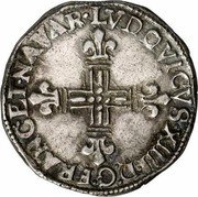 France 1/4 ECU Louis XIV 1649 KM# 159 LVDOVICVS XIIII D G FRANC ET NAVA R coin obverse France 1/4 ECU Louis XIV 1649 KM# 159 LVDOVICVS XIIII D G FRANC ET NAVA R coin obverse