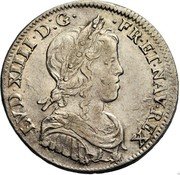 France 1/4 ECU Louis XIV 1653 B KM# 162.3 LVD XIIII D G FR ET NAV REX coin obverse France 1/4 ECU Louis XIV 1653 B KM# 162.3 LVD XIIII D G FR ET NAV REX coin obverse