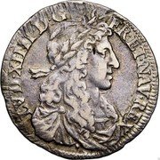 France 1/4 ECU Louis XIV 1666 & KM# 213.6 LVD XIIII D G FR ET NAV REX coin obverse France 1/4 ECU Louis XIV 1666 & KM# 213.6 LVD XIIII D G FR ET NAV REX coin obverse