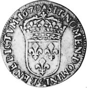 France 1/4 ECU Louis XIV 1670 Numeral 9 KM# 213.7 SIT NOMEN DOMINI 9 BENEDICTVM 1670 coin reverse France 1/4 ECU Louis XIV 1670 Numeral 9 KM# 213.7 SIT NOMEN DOMINI 9 BENEDICTVM 1670 coin reverse