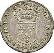 France 1/4 ECU Louis XIV 1676 A KM# 234.1 SIT NOMEN DOMINI A BENEDICTVM 1676 coin reverse