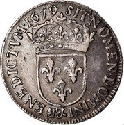 France 1/4 ECU Louis XIV 1679 & KM# 234.4 SIT NOMEN DOMINI & BENEDICTVM 1679 coin reverse