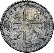 France 1/4 ECU Louis XIV 1691 M KM# 270.8 CHRS REGN VINC IMP H coin reverse France 1/4 ECU Louis XIV 1691 M KM# 270.8 CHRS REGN VINC IMP H coin reverse