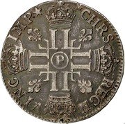 France 1/4 ECU Louis XIV 1691 P KM# 270.11 CHRS REGN VINC IMP P coin reverse France 1/4 ECU Louis XIV 1691 P KM# 270.11 CHRS REGN VINC IMP P coin reverse