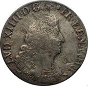 France 1/4 ECU Louis XIV 1693 A KM# 293.1 LVD XIIII D G FR ET NAV REX coin obverse France 1/4 ECU Louis XIV 1693 A KM# 293.1 LVD XIIII D G FR ET NAV REX coin obverse