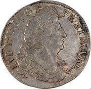 France 1/4 ECU Louis XIV 1693 B KM# 293.3 LVD XIIII D G FR ET NAV REX coin obverse France 1/4 ECU Louis XIV 1693 B KM# 293.3 LVD XIIII D G FR ET NAV REX coin obverse