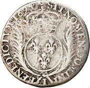 France 1/4 ECU Louis XIV 1694 I KM# 293.11 SIT NOMEN DOMINI L BENEDICTVM 1694 coin reverse France 1/4 ECU Louis XIV 1694 I KM# 293.11 SIT NOMEN DOMINI L BENEDICTVM 1694 coin reverse