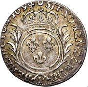 France 1/4 ECU Louis XIV 1694 P KM# 293.16 SIT NOMEN DOMINI B BENEDICTUM 1694 coin reverse France 1/4 ECU Louis XIV 1694 P KM# 293.16 SIT NOMEN DOMINI B BENEDICTUM 1694 coin reverse