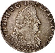 France 1/4 ECU (Louis XIV) KM# 293.15 LVD XIIII D G FR ET NAV REX coin obverse France 1/4 ECU (Louis XIV) KM# 293.15 LVD XIIII D G FR ET NAV REX coin obverse