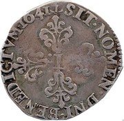 France 1/4 Franc Louis XIII 1641 Z KM# 93.6 SIT NOMEN DOMINI BENEDICTVM 1641 coin reverse France 1/4 Franc Louis XIII 1641 Z KM# 93.6 SIT NOMEN DOMINI BENEDICTVM 1641 coin reverse