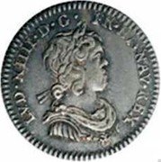 France 1/48 ECU Louis XIV 1644 KM# 152 LVD.XIIII.D.G. FR.ET.NAV.REX coin obverse