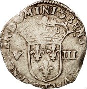 France 1/8 ECU Louis XIII 1611 T KM# 44.13 SIT NOMEN DOMINI BENEDICTVM T V III coin reverse France 1/8 ECU Louis XIII 1611 T KM# 44.13 SIT NOMEN DOMINI BENEDICTVM T V III coin reverse