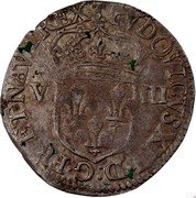 France 1/8 ECU Louis XIII 1642 AR KM# 44.18 LVDOVICVS XIII D G FR ET NAV REX V III coin obverse France 1/8 ECU Louis XIII 1642 AR KM# 44.18 LVDOVICVS XIII D G FR ET NAV REX V III coin obverse