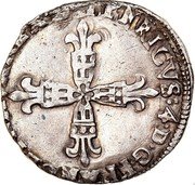 France 1/8 ECU (Henry IV) KM# 2.2 HENRICVS 4 D G FRANC ET NAVAR RX coin obverse France 1/8 ECU (Henry IV) KM# 2.2 HENRICVS 4 D G FRANC ET NAVAR RX coin obverse