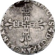 France 1/8 ECU (Henry IV) KM# 2.1 HENRICVS 4 D G FRANC ET NAVAR RX coin obverse France 1/8 ECU (Henry IV) KM# 2.1 HENRICVS 4 D G FRANC ET NAVAR RX coin obverse