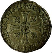 France 15 Deniers Louis XIII 1641 A KM# 116 SIT NOMEN DOMINI BENEDICTVM 1641 coin reverse France 15 Deniers Louis XIII 1641 A KM# 116 SIT NOMEN DOMINI BENEDICTVM 1641 coin reverse