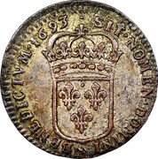 France 15 Deniers Louis XIV 1693 D KM# 287.1 SIT NOMEN DOMINI BENEDICTVM 1693 coin reverse France 15 Deniers Louis XIV 1693 D KM# 287.1 SIT NOMEN DOMINI BENEDICTVM 1693 coin reverse