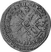 France 15 Deniers Louis XIV 1694 H KM# 287.3 LVD XIIII D G FR ET N R LL H coin obverse France 15 Deniers Louis XIV 1694 H KM# 287.3 LVD XIIII D G FR ET N R LL H coin obverse