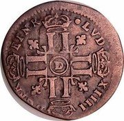 France 15 Deniers Louis XIV 1695 D KM# 285.5 LVD XIIII D G FR ET N R LL D coin obverse France 15 Deniers Louis XIV 1695 D KM# 285.5 LVD XIIII D G FR ET N R LL D coin obverse