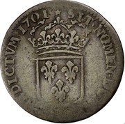 France 15 Deniers Louis XIV 1701 Crowned L KM# 285.22 SIT NOMEN DOMINI L BENEDICTVM 1701 coin reverse France 15 Deniers Louis XIV 1701 Crowned L KM# 285.22 SIT NOMEN DOMINI L BENEDICTVM 1701 coin reverse