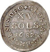 France 15 Sols (1/8 ECU) Louis XIV 1682 KM# 249 XV SOLS 1682 GLORIA IN EXCELSIS DEO coin reverse France 15 Sols (1/8 ECU) Louis XIV 1682 KM# 249 XV SOLS 1682 GLORIA IN EXCELSIS DEO coin reverse