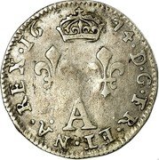 France 2 Sols Louis XIV 1674 A KM# 231 D G FR ET NA REX 16 74 A coin reverse France 2 Sols Louis XIV 1674 A KM# 231 D G FR ET NA REX 16 74 A coin reverse