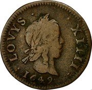 France 3 Deniers (Liard) Louis XIV 1649 A KM# 171 LOVYS XIIII 1649 coin obverse France 3 Deniers (Liard) Louis XIV 1649 A KM# 171 LOVYS XIIII 1649 coin obverse