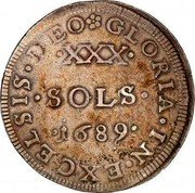 France 30 Sols (1/2 ECU) Louis XIV 1689 BB KM# 263 GLORIA IN EXCELSIS DEO XXX SOLS 1689 coin obverse France 30 Sols (1/2 ECU) Louis XIV 1689 BB KM# 263 GLORIA IN EXCELSIS DEO XXX SOLS 1689 coin obverse
