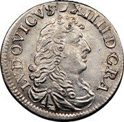France 4 Sols Louis XIV 1676 D KM# 232.2 LVDOVICVS XIIII D GRA coin obverse France 4 Sols Louis XIV 1676 D KM# 232.2 LVDOVICVS XIIII D GRA coin obverse
