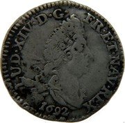 France 4 Sols 2 Deniers Louis XIV 1691 P KM# 281.12 LUD XIV D G FR ET NAV REX 1692 coin obverse France 4 Sols 2 Deniers Louis XIV 1691 P KM# 281.12 LUD XIV D G FR ET NAV REX 1692 coin obverse
