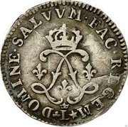 France 4 Sols 2 Deniers Louis XIV 1692 Crowned L KM# 281.8 DOMINE SALVVM FAC REGEM L coin reverse France 4 Sols 2 Deniers Louis XIV 1692 Crowned L KM# 281.8 DOMINE SALVVM FAC REGEM L coin reverse