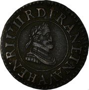 France Denier Tournois Henry IV 1607 A KM# 15 HENRI IIII R D(E) FRAN ET NAV A coin obverse France Denier Tournois Henry IV 1607 A KM# 15 HENRI IIII R D(E) FRAN ET NAV A coin obverse